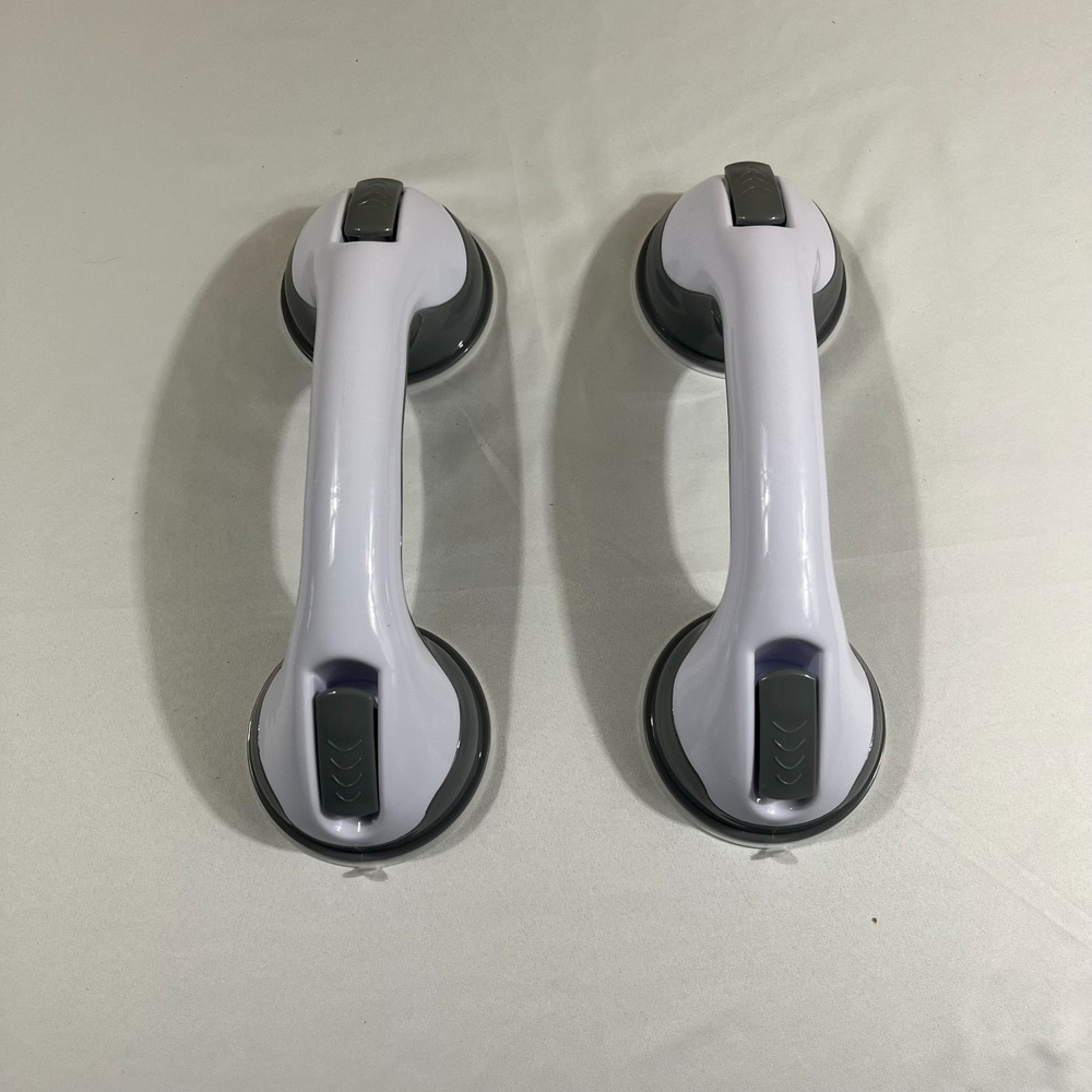 2 Pack 12in Suction Shower Grab Bars Safety Handles for Seniors Handicap White